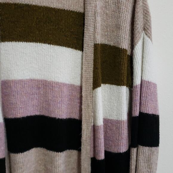 Allison Joy Open Front Gabby Stripe Sweater Cardigan Duster - Picture 4 of 10